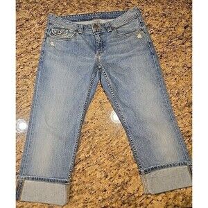 Banana Republic Womens Capri Jeans Size 8 Cropped Blue Denim Cuffed Casual